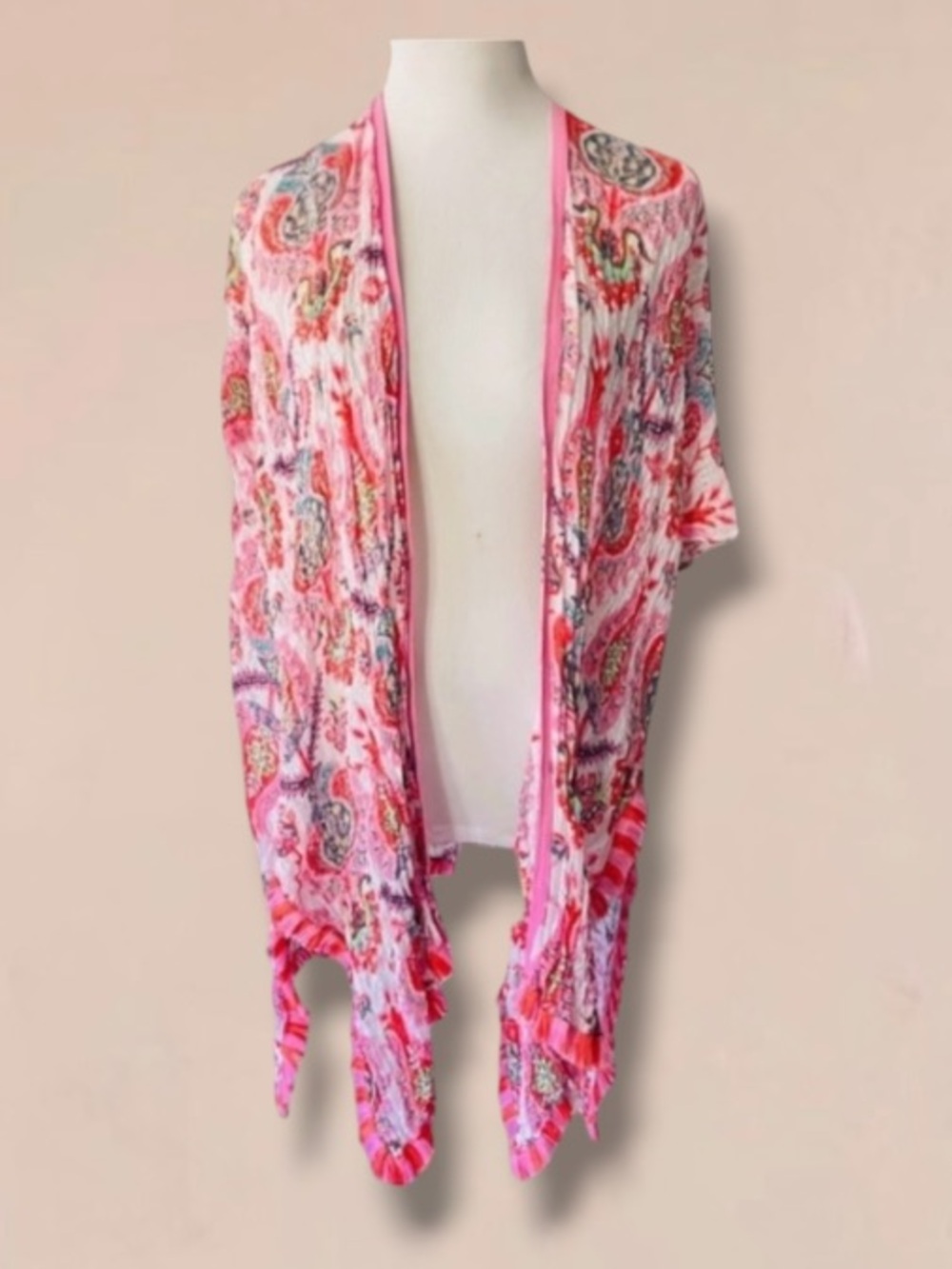 SPARTINA Linen Blend Tassels Cover Up Robe Lounge Size OS